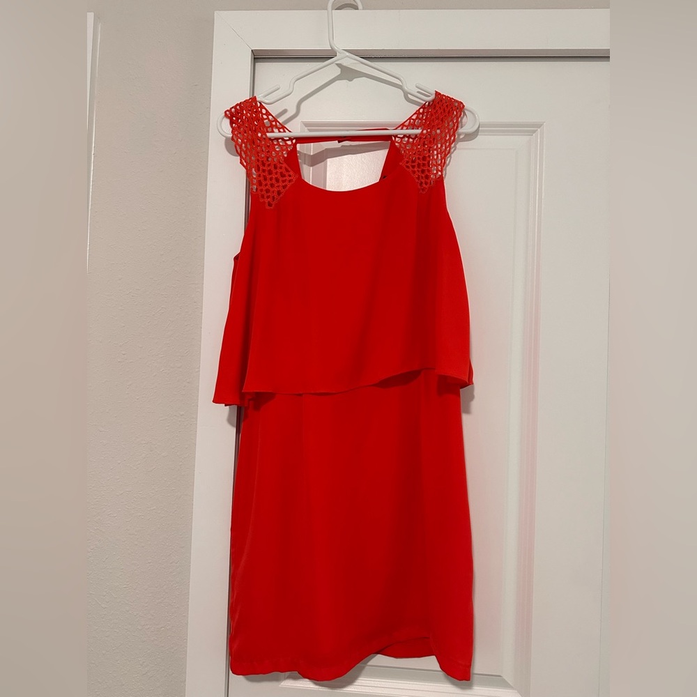 Elegant Fabrik Red/Orange Sleeveless Dress